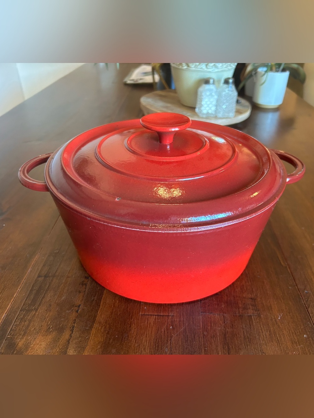 Vintage Le Creuset 5.5 Qt Round Dutch Oven Red 26 Enameled Cast Iron France